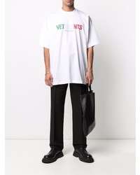 weißes bedrucktes T-Shirt mit einem Rundhalsausschnitt von Vetements