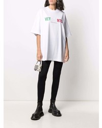 weißes bedrucktes T-Shirt mit einem Rundhalsausschnitt von Vetements