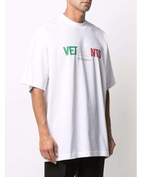 weißes bedrucktes T-Shirt mit einem Rundhalsausschnitt von Vetements