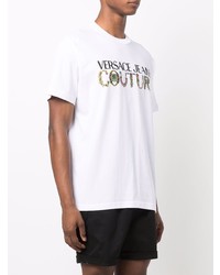 weißes bedrucktes T-Shirt mit einem Rundhalsausschnitt von VERSACE JEANS COUTURE