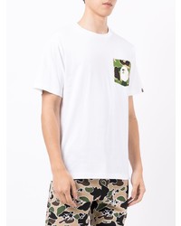 weißes bedrucktes T-Shirt mit einem Rundhalsausschnitt von A Bathing Ape