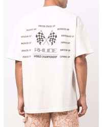 weißes bedrucktes T-Shirt mit einem Rundhalsausschnitt von Rhude