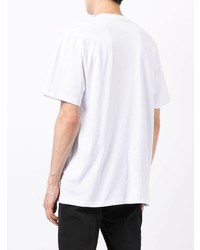 weißes bedrucktes T-Shirt mit einem Rundhalsausschnitt von MSGM