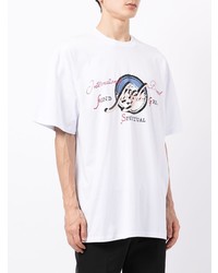 weißes bedrucktes T-Shirt mit einem Rundhalsausschnitt von MSGM