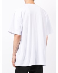 weißes bedrucktes T-Shirt mit einem Rundhalsausschnitt von MSGM