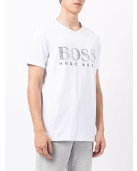 weißes bedrucktes T-Shirt mit einem Rundhalsausschnitt von BOSS