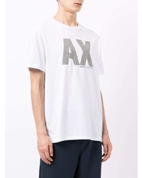 weißes bedrucktes T-Shirt mit einem Rundhalsausschnitt von Armani Exchange