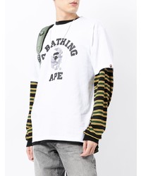 weißes bedrucktes T-Shirt mit einem Rundhalsausschnitt von A Bathing Ape