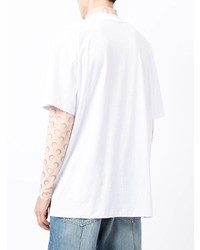 weißes bedrucktes T-Shirt mit einem Rundhalsausschnitt von MSGM