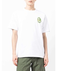 weißes bedrucktes T-Shirt mit einem Rundhalsausschnitt von A Bathing Ape