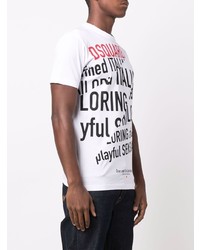 weißes bedrucktes T-Shirt mit einem Rundhalsausschnitt von DSQUARED2