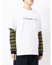 weißes bedrucktes T-Shirt mit einem Rundhalsausschnitt von A Bathing Ape