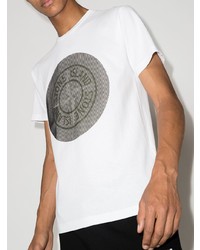 weißes bedrucktes T-Shirt mit einem Rundhalsausschnitt von Stone Island