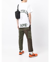 weißes bedrucktes T-Shirt mit einem Rundhalsausschnitt von A Bathing Ape