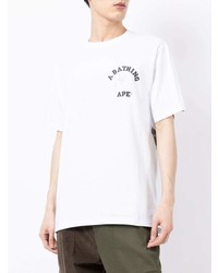 weißes bedrucktes T-Shirt mit einem Rundhalsausschnitt von A Bathing Ape