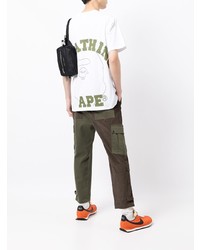 weißes bedrucktes T-Shirt mit einem Rundhalsausschnitt von A Bathing Ape