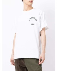 weißes bedrucktes T-Shirt mit einem Rundhalsausschnitt von A Bathing Ape