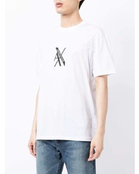 weißes bedrucktes T-Shirt mit einem Rundhalsausschnitt von Armani Exchange