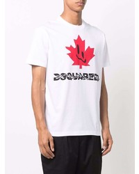 weißes bedrucktes T-Shirt mit einem Rundhalsausschnitt von DSQUARED2