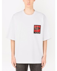 weißes bedrucktes T-Shirt mit einem Rundhalsausschnitt von Dolce & Gabbana