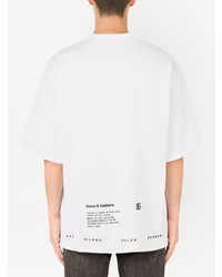 weißes bedrucktes T-Shirt mit einem Rundhalsausschnitt von Dolce & Gabbana