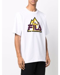 weißes bedrucktes T-Shirt mit einem Rundhalsausschnitt von Fila