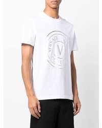 weißes bedrucktes T-Shirt mit einem Rundhalsausschnitt von VERSACE JEANS COUTURE