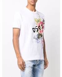 weißes bedrucktes T-Shirt mit einem Rundhalsausschnitt von DSQUARED2