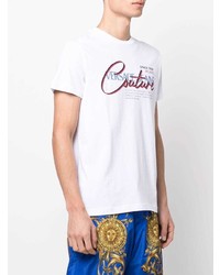 weißes bedrucktes T-Shirt mit einem Rundhalsausschnitt von VERSACE JEANS COUTURE