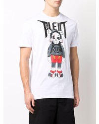 weißes bedrucktes T-Shirt mit einem Rundhalsausschnitt von Philipp Plein