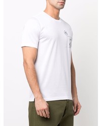 weißes bedrucktes T-Shirt mit einem Rundhalsausschnitt von Canali