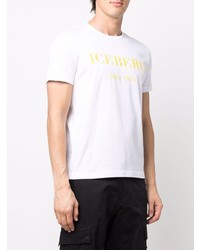 weißes bedrucktes T-Shirt mit einem Rundhalsausschnitt von Iceberg