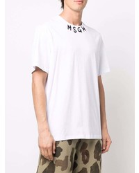 weißes bedrucktes T-Shirt mit einem Rundhalsausschnitt von MSGM