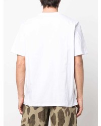 weißes bedrucktes T-Shirt mit einem Rundhalsausschnitt von MSGM