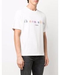 weißes bedrucktes T-Shirt mit einem Rundhalsausschnitt von Ih Nom Uh Nit