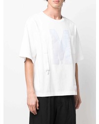 weißes bedrucktes T-Shirt mit einem Rundhalsausschnitt von Maison Mihara Yasuhiro