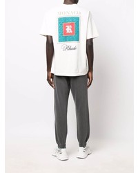 weißes bedrucktes T-Shirt mit einem Rundhalsausschnitt von Rhude