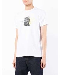 weißes bedrucktes T-Shirt mit einem Rundhalsausschnitt von Armani Exchange