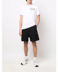 weißes bedrucktes T-Shirt mit einem Rundhalsausschnitt von Ea7 Emporio Armani