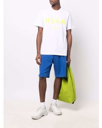 weißes bedrucktes T-Shirt mit einem Rundhalsausschnitt von MSGM