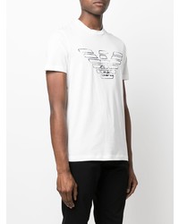 weißes bedrucktes T-Shirt mit einem Rundhalsausschnitt von Emporio Armani