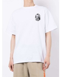 weißes bedrucktes T-Shirt mit einem Rundhalsausschnitt von A Bathing Ape