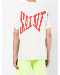 weißes bedrucktes T-Shirt mit einem Rundhalsausschnitt von SAINT MXXXXXX