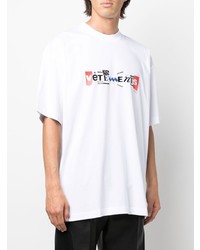 weißes bedrucktes T-Shirt mit einem Rundhalsausschnitt von Vetements