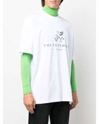 weißes bedrucktes T-Shirt mit einem Rundhalsausschnitt von Vetements