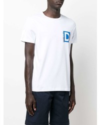 weißes bedrucktes T-Shirt mit einem Rundhalsausschnitt von Dondup