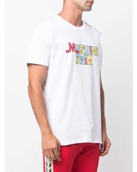 weißes bedrucktes T-Shirt mit einem Rundhalsausschnitt von Moschino