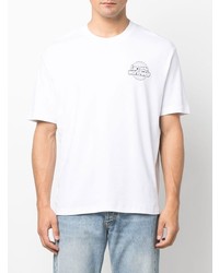 weißes bedrucktes T-Shirt mit einem Rundhalsausschnitt von Lacoste