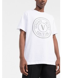 weißes bedrucktes T-Shirt mit einem Rundhalsausschnitt von VERSACE JEANS COUTURE