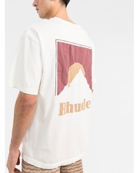 weißes bedrucktes T-Shirt mit einem Rundhalsausschnitt von Rhude